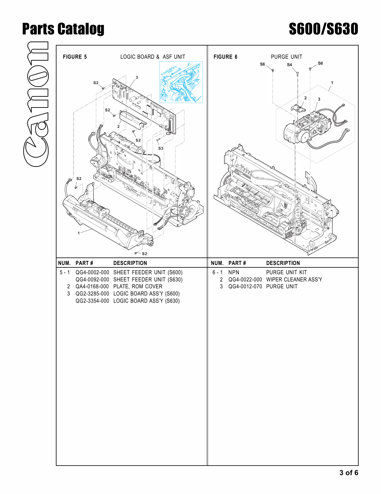 Canon PIXUS S600 S630 S630N Parts Catalog Manual-4